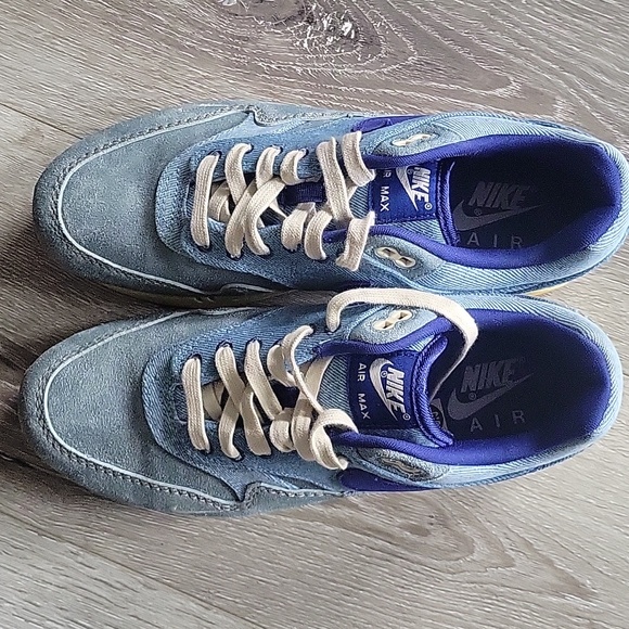 Nike Air Max 1 Shoes PRM Blue Denim Royal Blue excellent used condition size 8.5 - Picture 4 of 8